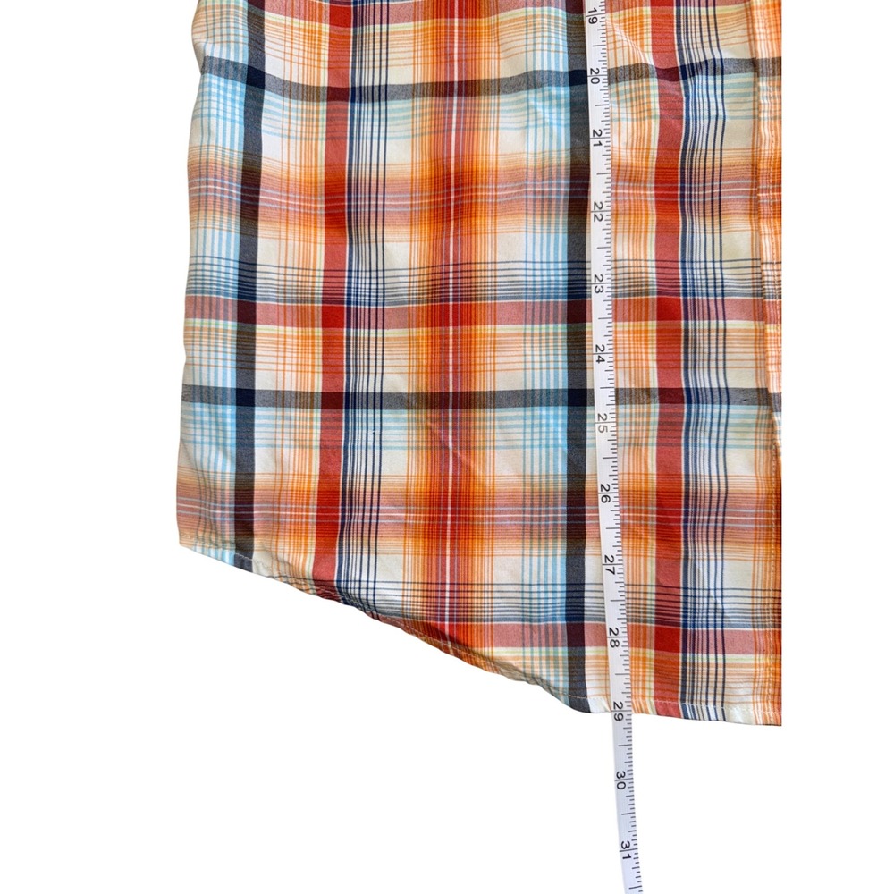 Marmot Mens Small Orange Blue Plaid Short Sleeve Button Down Hiking Shirt - Picture 6 of 6